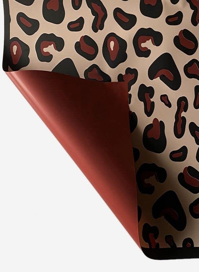 اويسيس أواسيس - 20 ورقة تغليف باقات زهور فاخرة مقاومة للماء على الطراز الكوري (58 سم × 58 سم، 60 ميكرون) | تصميم بنقشة جلد الفهد، ورق تغليف هدايا للزهور وورق تغليف هدايا يمكنك صنعه بنفسك لعيد الحب - أحمر - Image 1